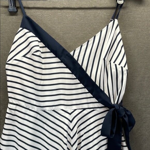 Banana Republic Blue and White Midi Dress with Asymmetrical Hem - Picture 2 of 8